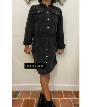 Robe en jean noir / gris